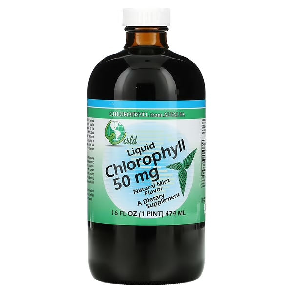 WORLD ORGANIC: Liquid Chlorophyll Mint 50 mg, 16 oz