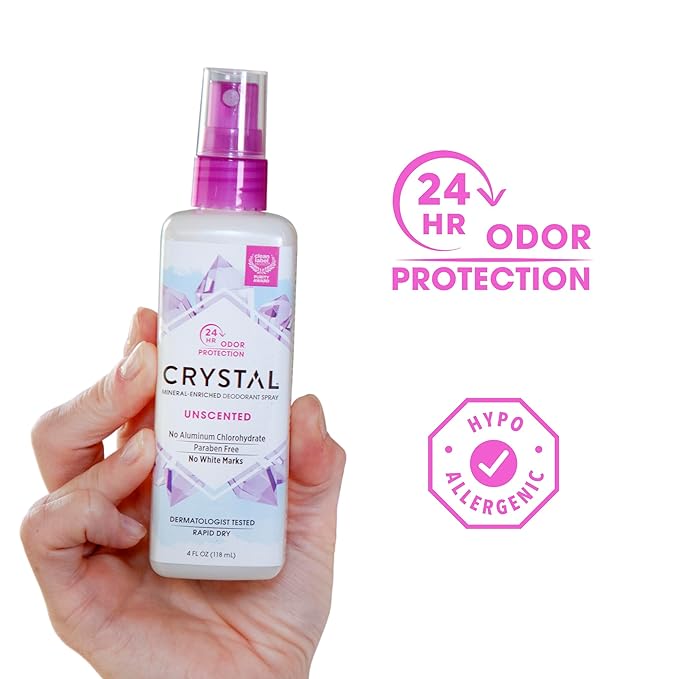 CRYSTAL BODY DEODORANT: Unscented Mineral Deodorant Spray, 4 oz