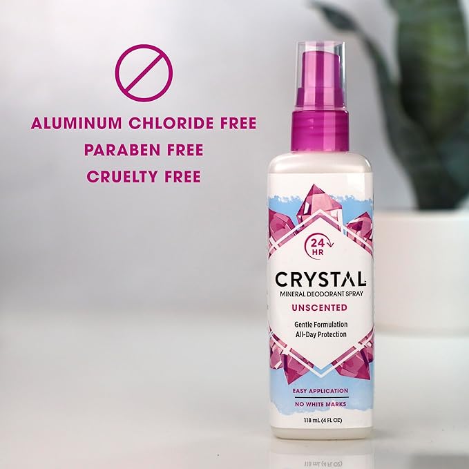 CRYSTAL BODY DEODORANT: Unscented Mineral Deodorant Spray, 4 oz