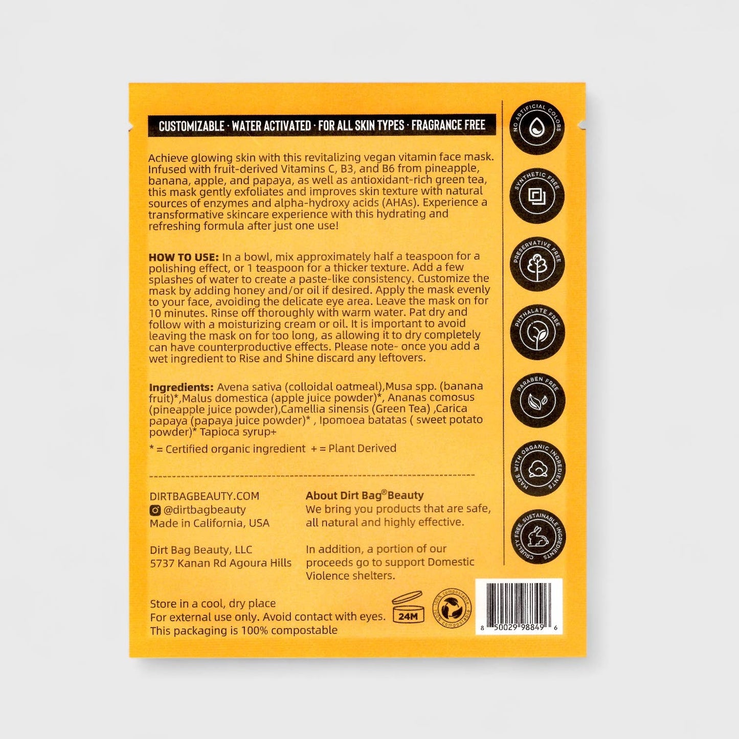 Dirt Bag Beauty - Vitamin Boost Vegan Powder Face Mask - Nourish & Revitalize