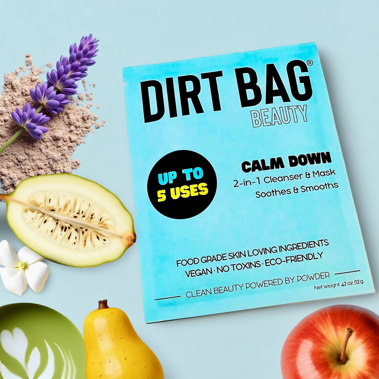 Dirt Bag Beauty - 2-in-1 Powder Vegan Cleanser & Mask - Soothes & Smooths